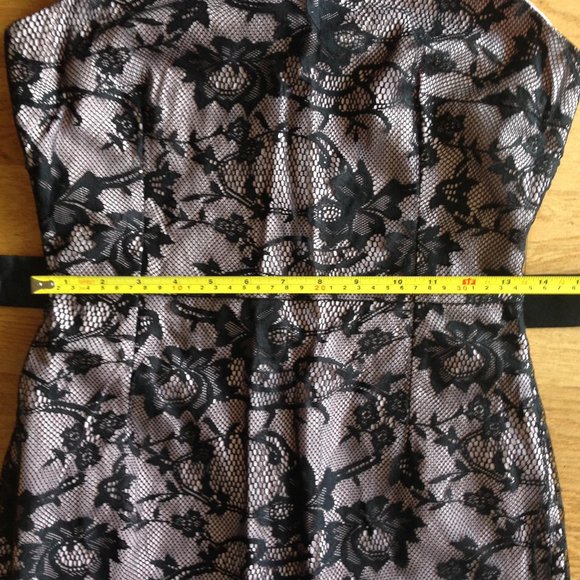 Mohito Sleeveless Midi Sheath Dress Floral Black Mesh Lace - Picture 12 of 15